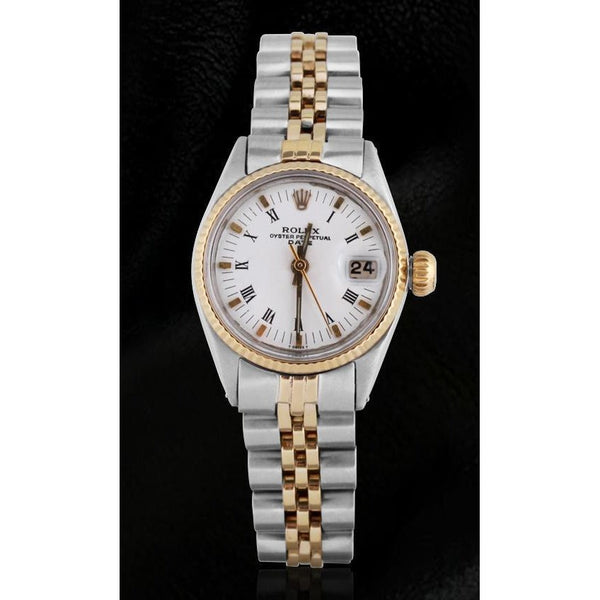 Rolex Two Tone Oyster Perpetual Date Watch Ladies Jubilee Bracelet
