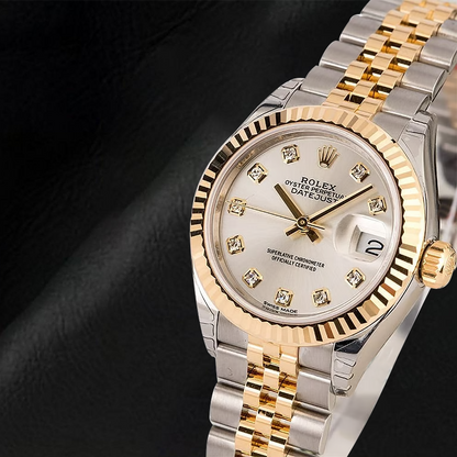 Rolex Datejust 279173 Silver Diamond Dial 28 mm Two Tone Watch