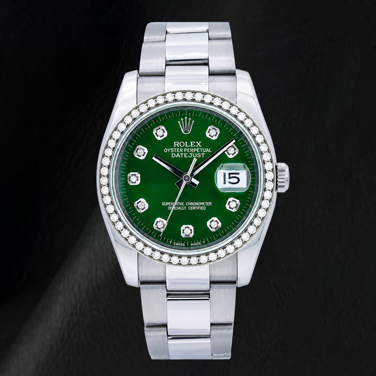 Rolex 116200 Datejust 36mm Green Diamond Dial Stainless Steel Watch