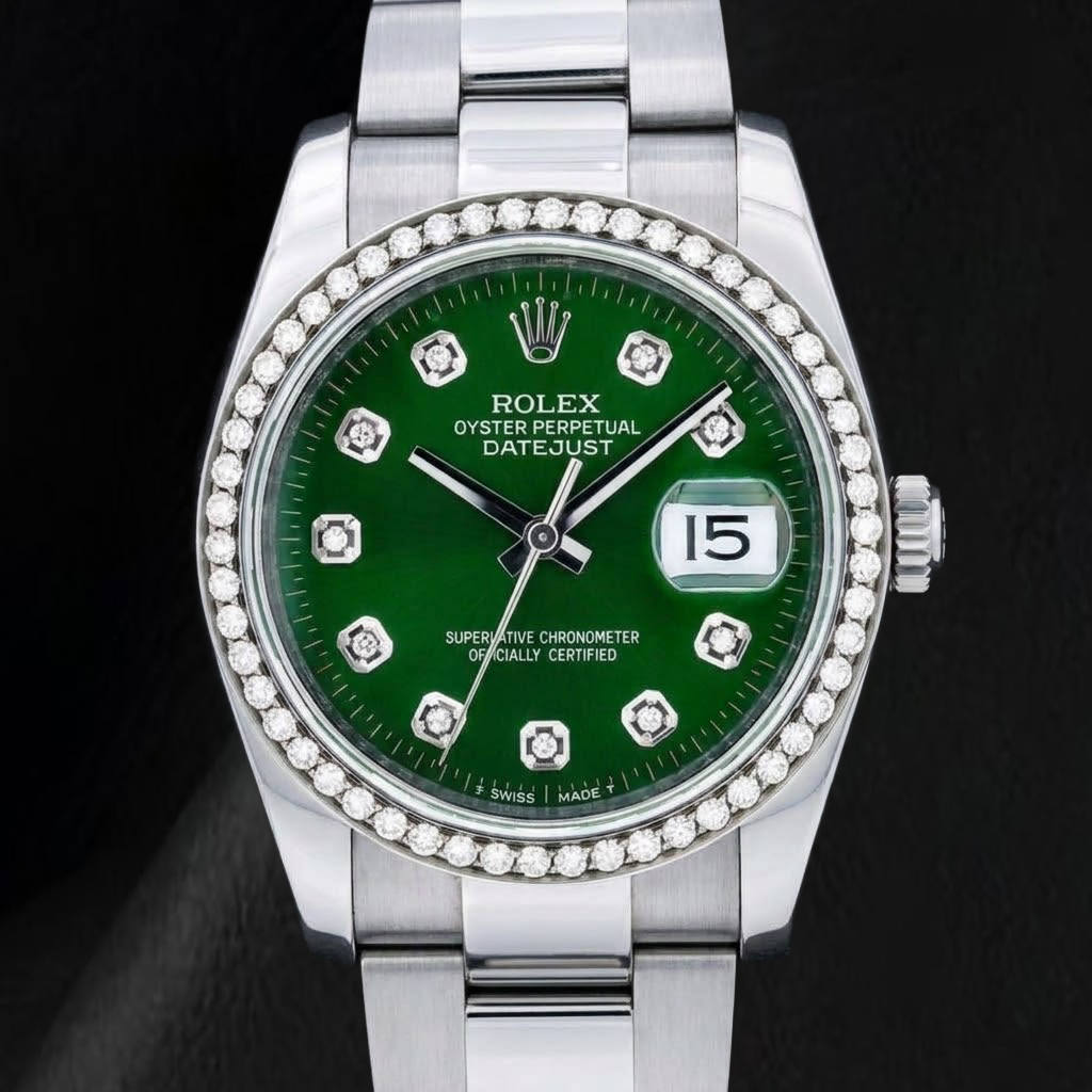 Rolex 116200 Datejust 36mm Green Diamond Dial Stainless Steel Watch