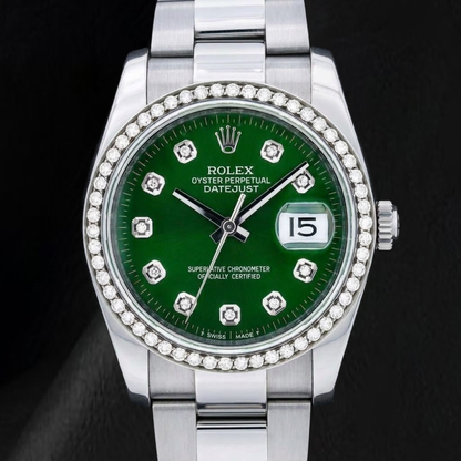 Rolex 116200 Datejust 36mm Green Diamond Dial Stainless Steel Watch