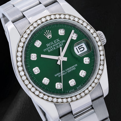 Rolex 116200 Datejust 36mm Green Diamond Dial Stainless Steel Watch