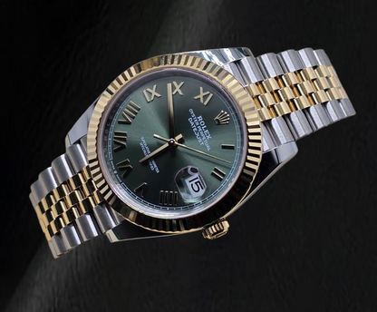  Rolex 126333 Datejust 41mm Green Roman Dial Two Tone Watch