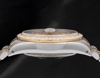 Rolex 15223 Silver Diamond Dial 34mm Two Tone Watch