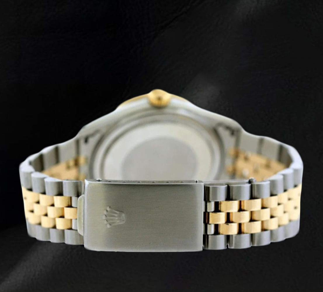 Rolex 16013 36mm Champagne Pattern Roman Dial Diamond Bezel Watch Two Tone