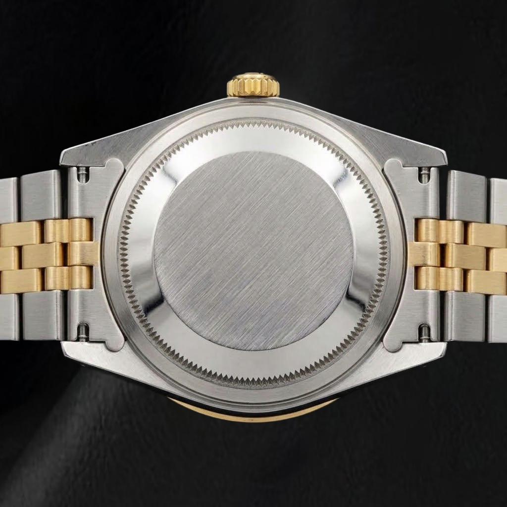 Rolex 16013 Datejust 36mm Champagne Tapestry Diamond Dial Two Tone Watch