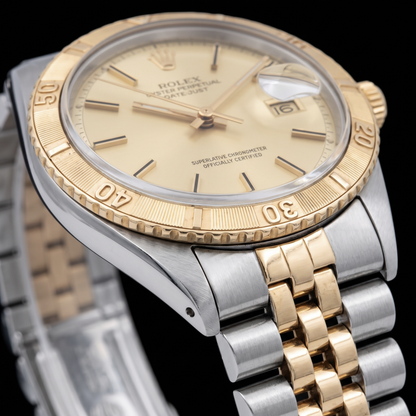 Rolex 16013 Datejust Champagne Dial Turn-O-Graph Bezel 36mm Two Tone Watch