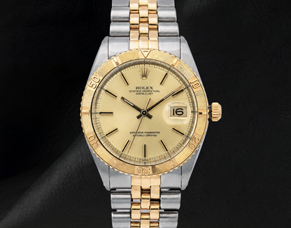 Rolex 16013 Datejust Champagne Dial Turn-O-Graph Bezel 36mm Two Tone Watch