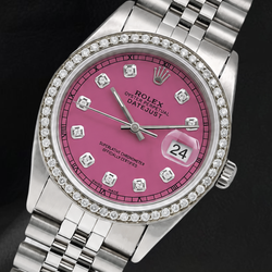 Rolex 16014 Datejust 36mm Pink Diamond Dial Stainless Steel Watch