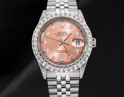 Rolex 1601 Datejust Everose Diamond Dial 36mm Stainless Steel Watch