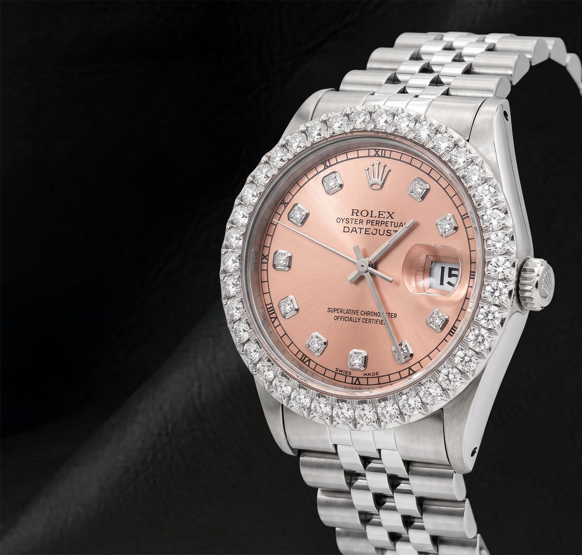 Rolex 1601 Datejust Everose Diamond Dial 36mm Stainless Steel Watch