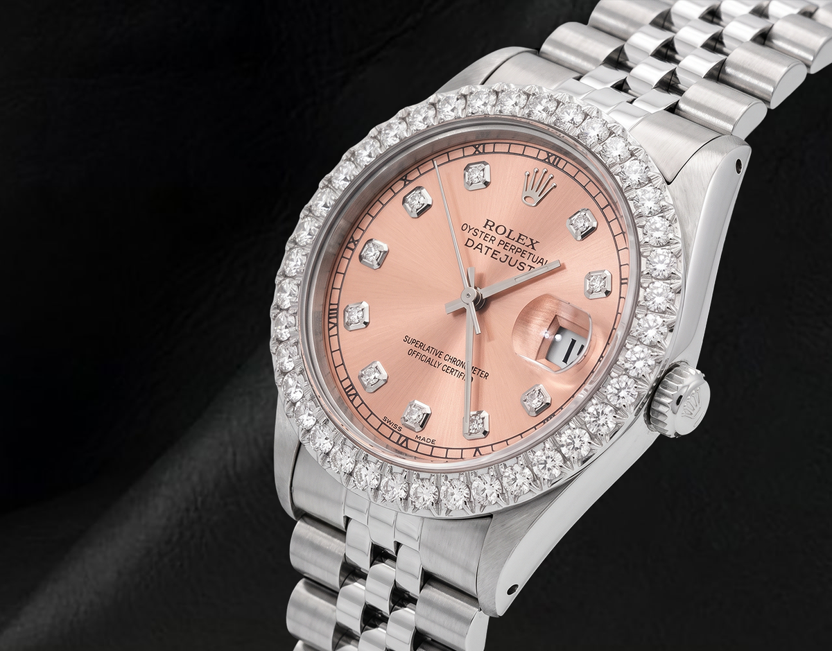 Rolex 1601 Datejust Everose Diamond Dial 36mm Stainless Steel Watch