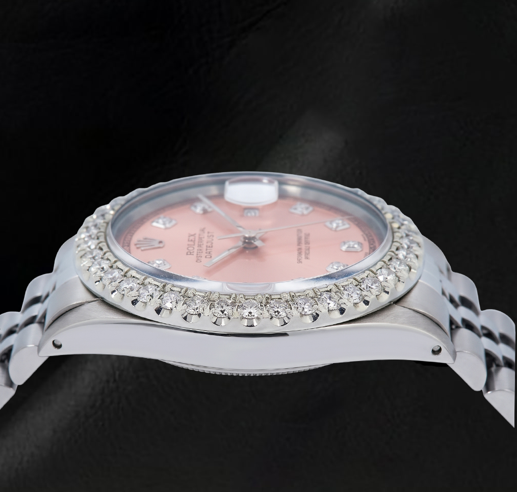 Rolex 1601 Datejust Everose Diamond Dial 36mm Stainless Steel Watch