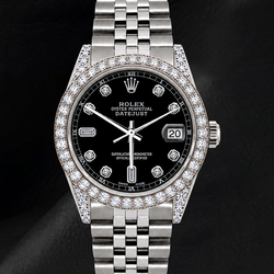 Rolex 16200 Datejust 36mm  Black Diamond Dial Stainless Steel Watch