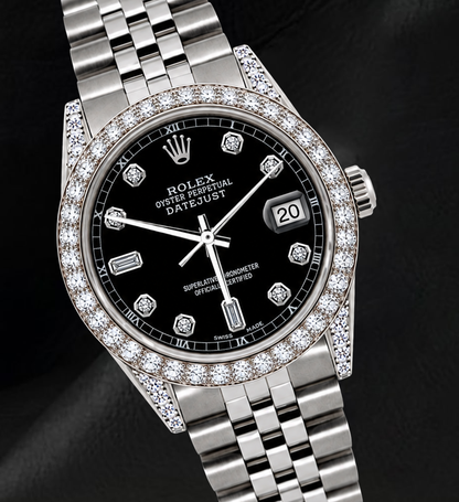 Rolex 16200 Datejust 36mm  Black Diamond Dial Stainless Steel Watch