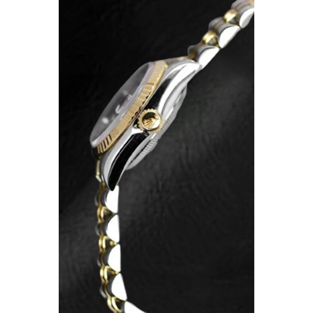 Rolex Year 2001 Datejust Gray Diamond Dial 26 mm Two Tone Ladies Watch