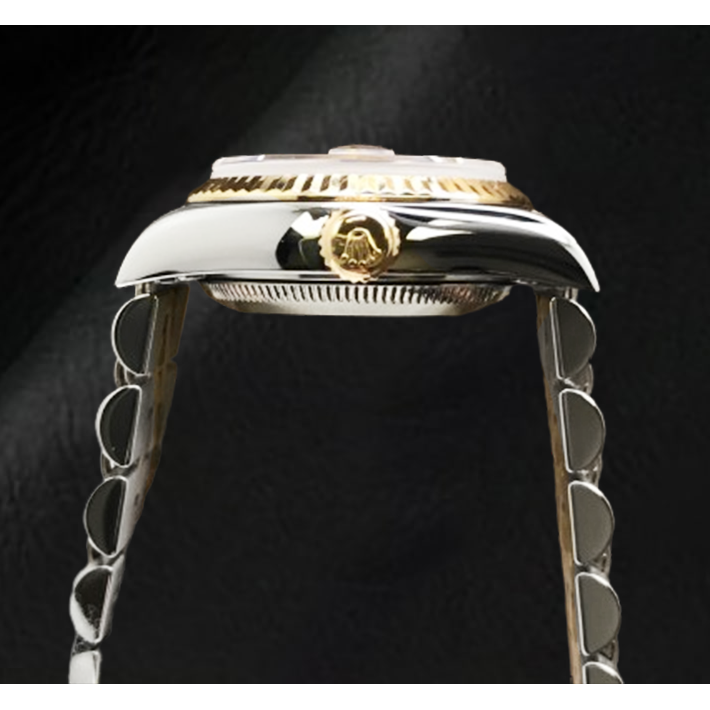 Rolex Year 2001 Datejust Gray Mother Of Pearl Diamond Dial 26 mm Two Tone Watch