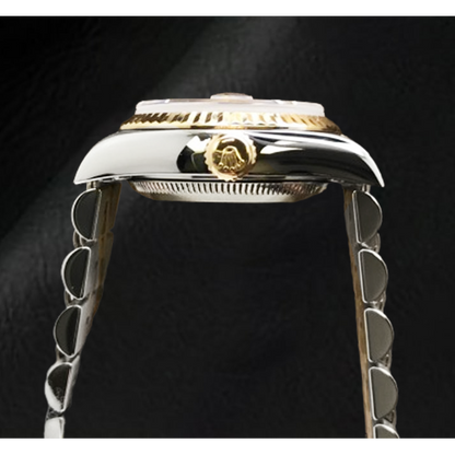 Rolex Year 2001 Datejust Gray Mother Of Pearl Diamond Dial 26 mm Two Tone Watch