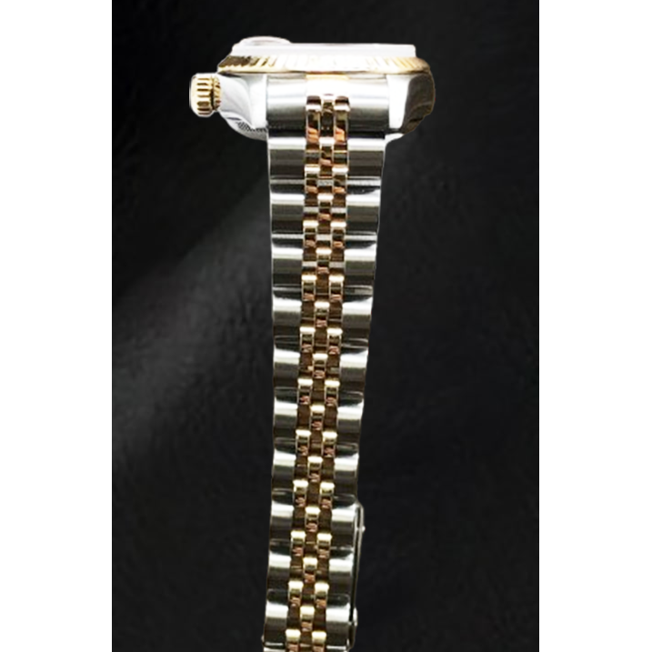 Rolex Year 2001 Datejust Gray Mother Of Pearl Diamond Dial 26 mm Two Tone Watch