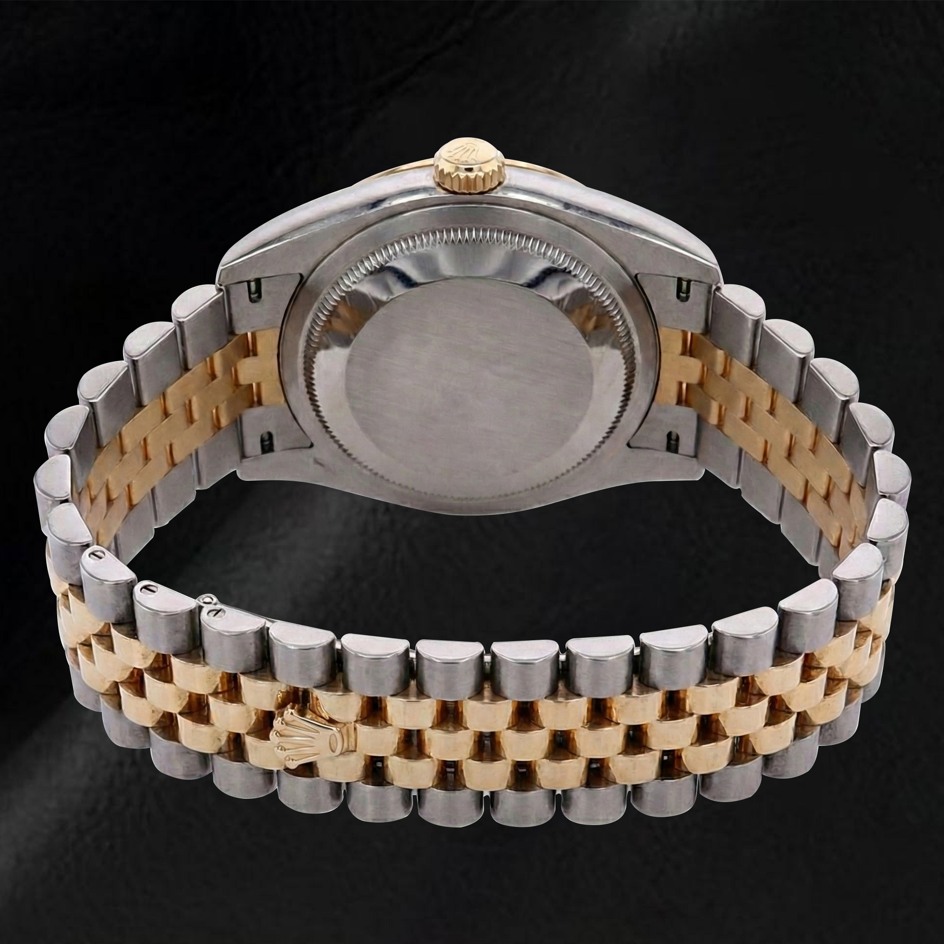Rolex 2010 Year Datejust 36mm White Mother Of Pearl Diamond Dial Fluted Bezel Two Tone Watch With Hidden Clasp