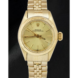 Rolex 24 mm Champagne Stick Dial Yellow Gold Watch