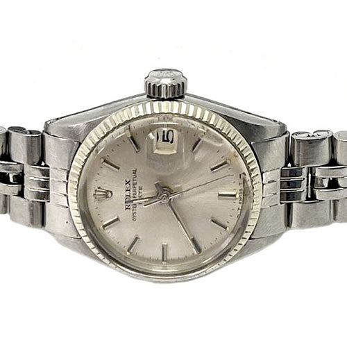 Rolex 26 mm Silver Stick Dial Stainless Steel Date Watch