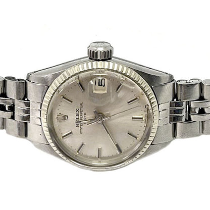 Rolex 26 mm Silver Stick Dial Stainless Steel Date Watch