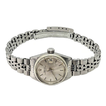 Rolex 26 mm Silver Stick Dial Stainless Steel Date Watch