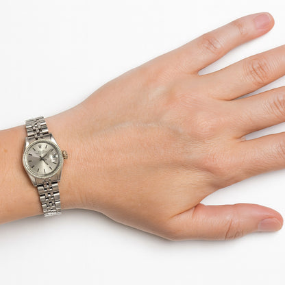 Rolex 26 mm Silver Stick Dial Stainless Steel Date Watch P4