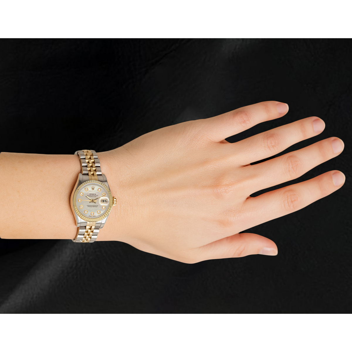 Rolex 26mm 2002 Year White Mother Of Pearl Diamond Dial Watch