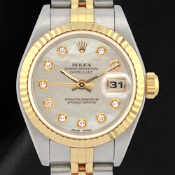 Rolex 26mm 2002 Year White Mother Of Pearl Diamond Dial Watch