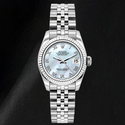 Rolex 26mm Datejust 6916 Blue Mother of Pearl Roman Dial Watch
