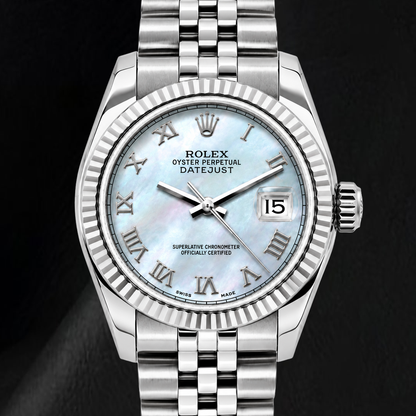 Rolex 26mm Datejust 6916 Blue Mother of Pearl Roman Dial Watch