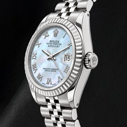 Rolex 26mm Datejust 6916 Blue Mother of Pearl Roman Dial Watch