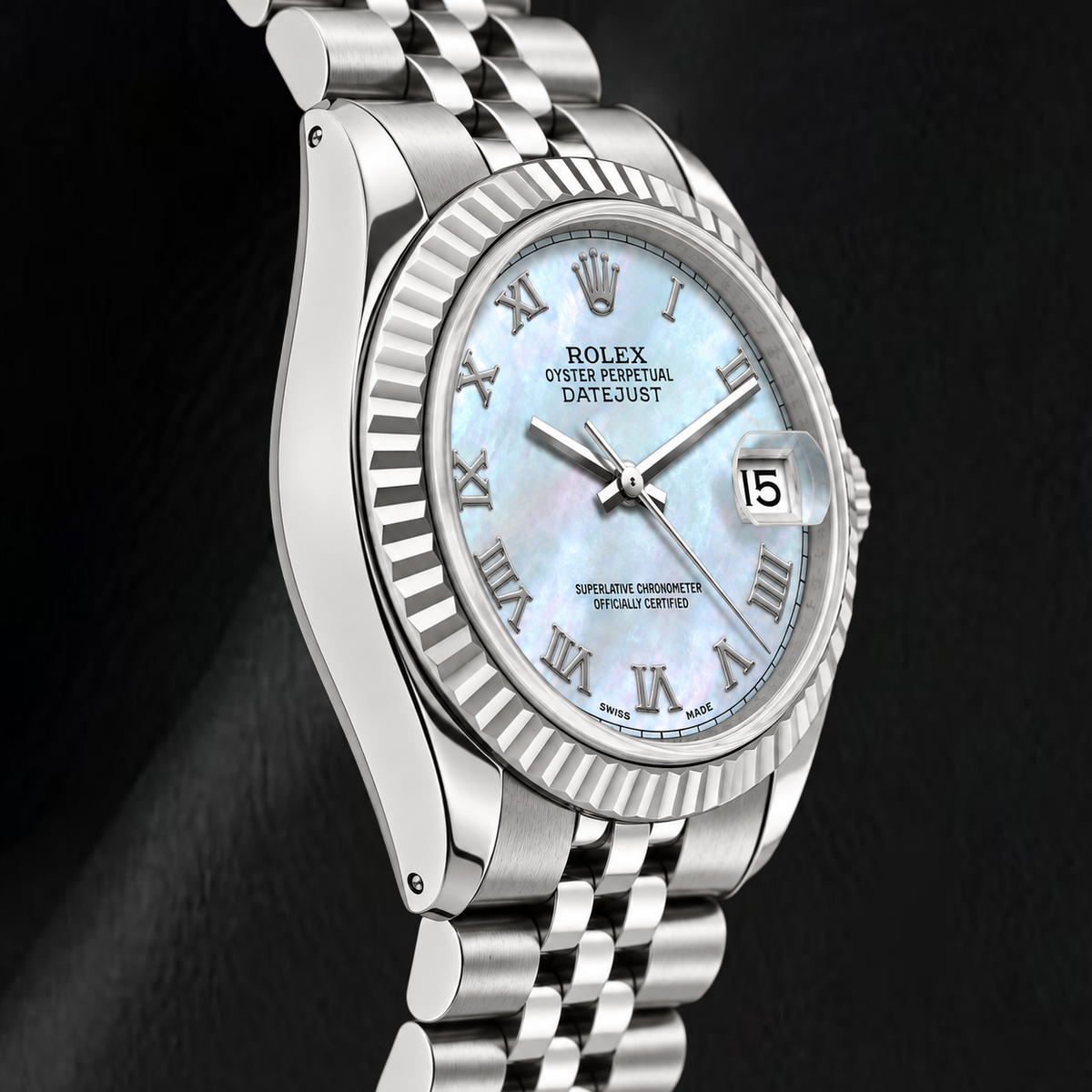 Rolex 26mm Datejust 6916 Blue Mother of Pearl Roman Dial Watch