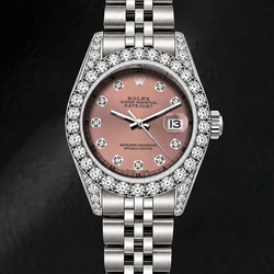 Rolex 26mm Datejust 6916 Salmon Diamond Dial Diamond Bezel Watch Stainless Steel