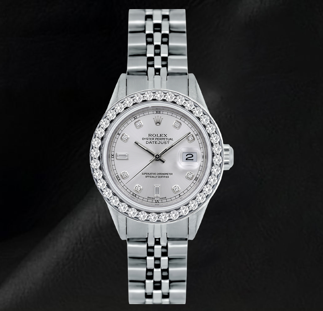 Rolex 26mm Datejust 6916 White Mother of Pearl Diamond Dial Stainless Steel Watch