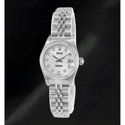 Rolex 26mm Silver Diamond Dial Jubilee White Gold 2002 Year Ladies  Watch