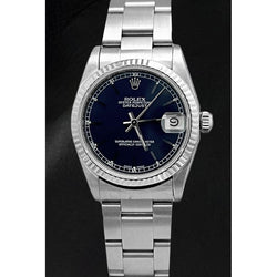 Rolex 31mm Date-just Stainless Steel Blue Stick Dial Watch