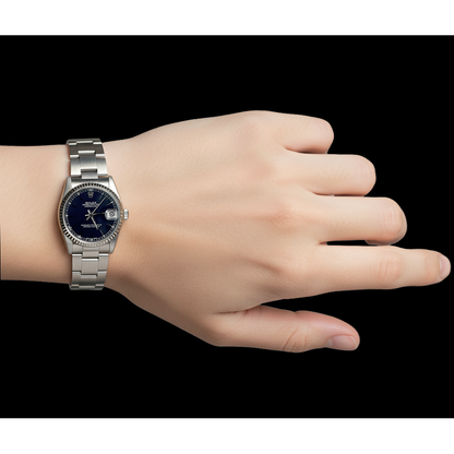 Rolex 31mm Date-just Stainless Steel Blue Stick Dial Watch P4