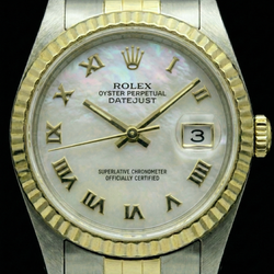 Rolex 36 mm White Mother Of Pearl Roman Dial Jubilee Bracelet Two Tone Watch