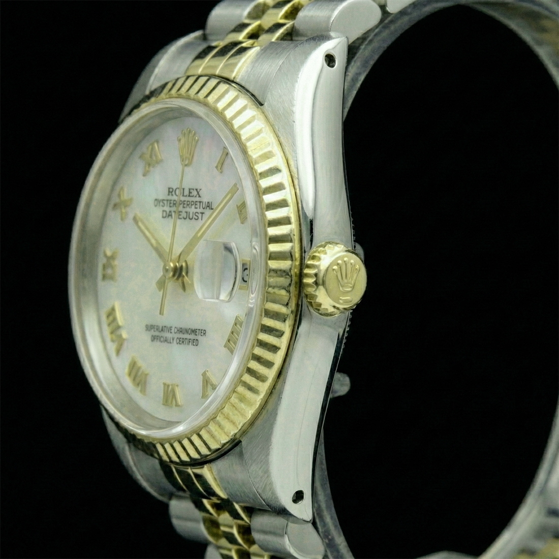 Rolex 36 mm White Mother Of Pearl Roman Dial Jubilee Bracelet Two Tone Watch