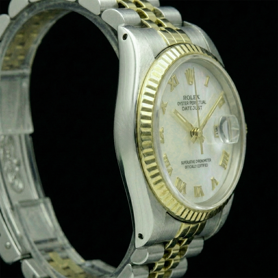 Rolex 36 mm White Mother Of Pearl Roman Dial Jubilee Bracelet Two Tone Watch