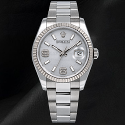 Rolex 36mm Datejust 116234 Silver Arabic Diamond Dial Stainless Steel Oyster Bracelet Watch
