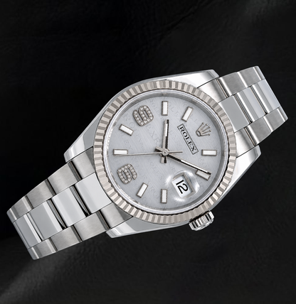 Rolex 36mm Datejust 116234 Silver Arabic Diamond Dial Stainless Steel Oyster Bracelet Watch