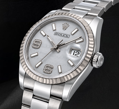 Rolex 36mm Datejust 116234 Silver Arabic Diamond Dial Stainless Steel Oyster Bracelet Watch