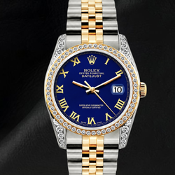 Rolex 36mm Datejust 16013 Blue Roman Dial Jubilee Bracelet Two Tone Watch