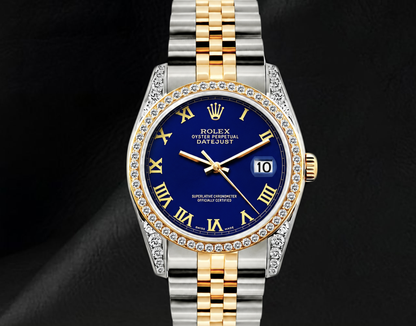 Rolex 36mm Datejust 16013 Blue Roman Dial Jubilee Bracelet Two Tone Watch