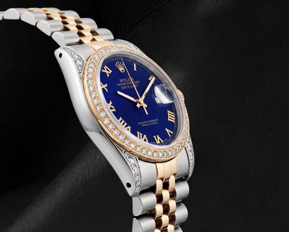 Rolex 36mm Datejust 16013 Blue Roman Dial Jubilee Bracelet Two Tone Watch