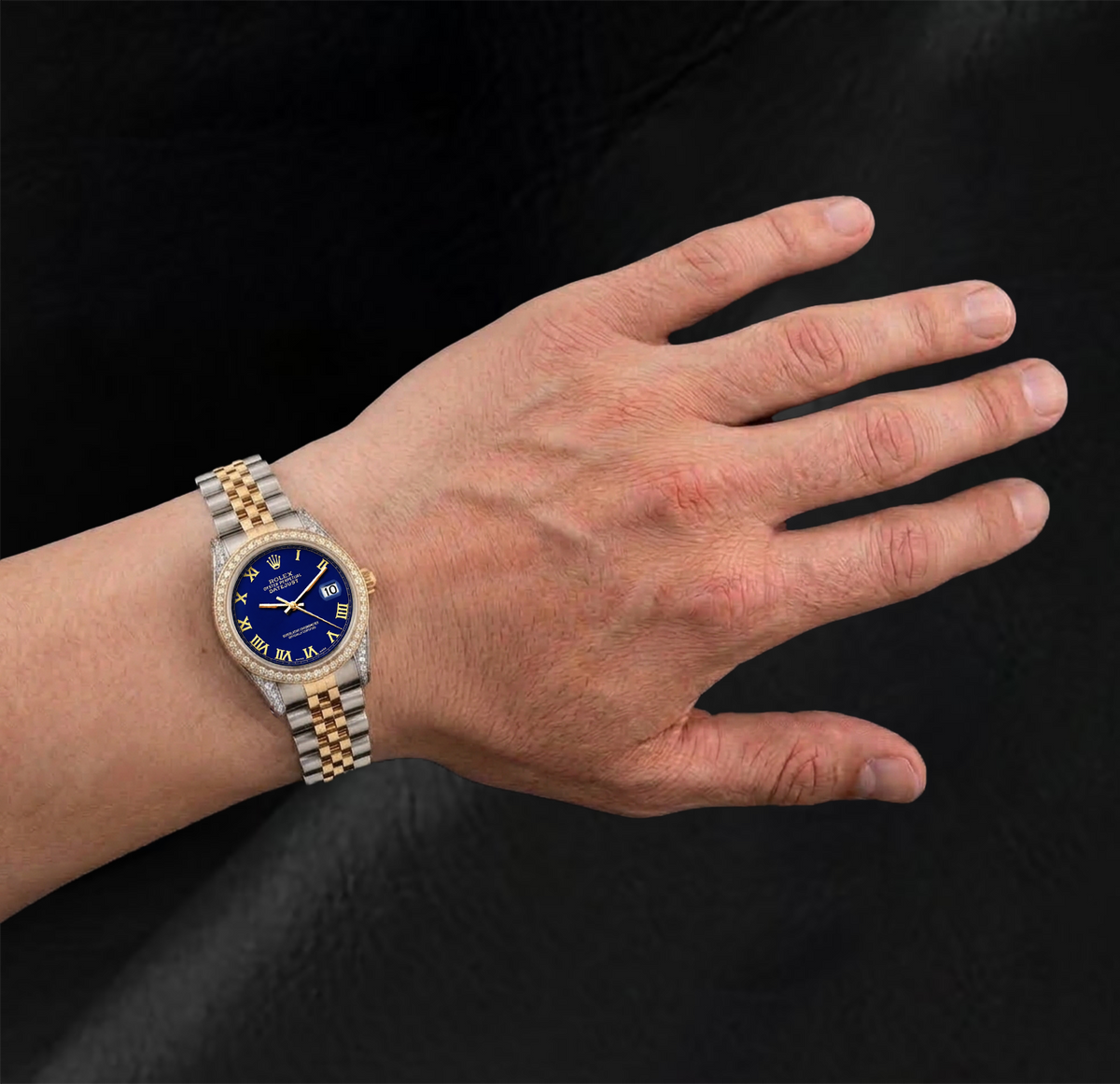 Rolex 36mm Datejust 16013 Blue Roman Dial Jubilee Bracelet Two Tone Watch
